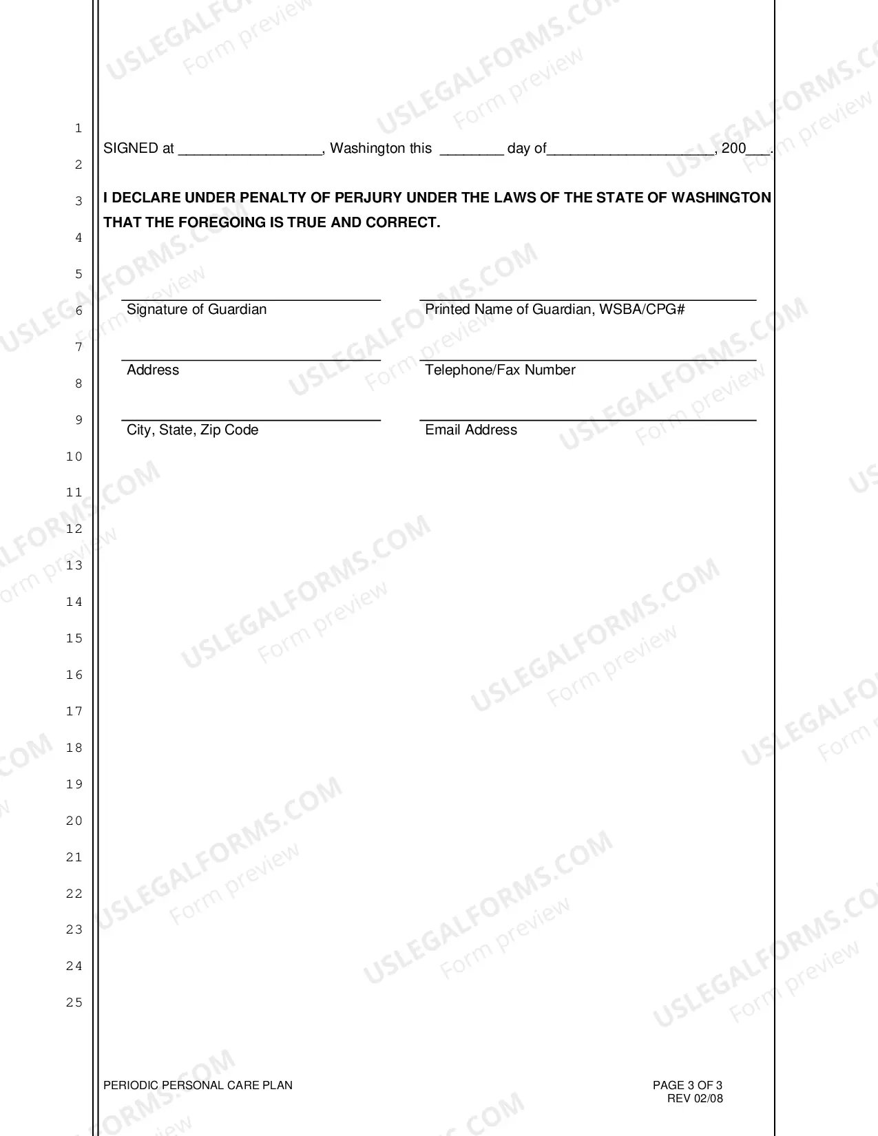 Preview Periodic Personal Care Plan