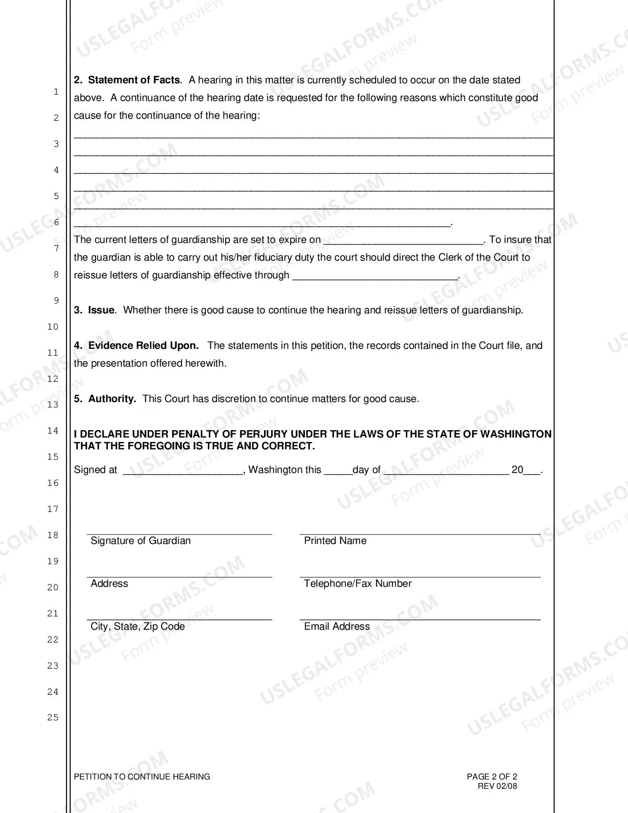 Preview Petition to Continue Hearing