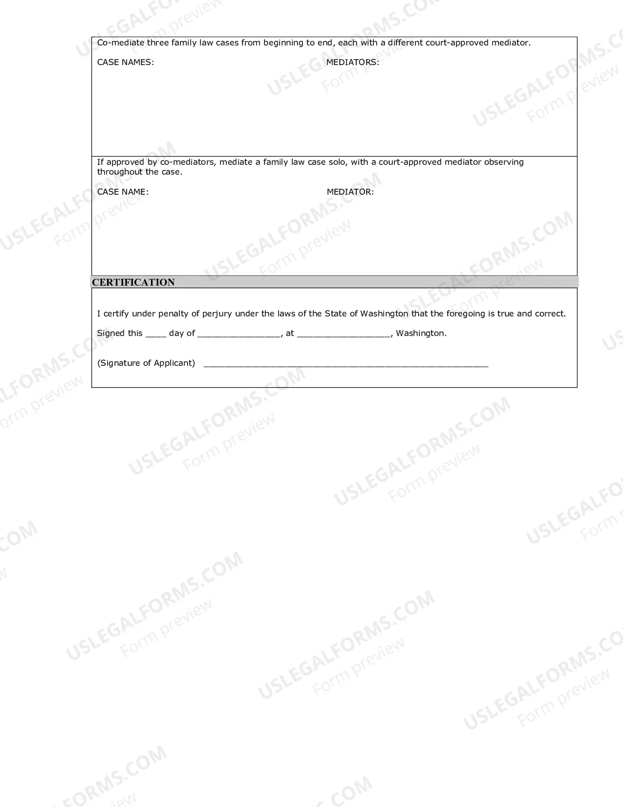 Preview Family Law Mediator Application