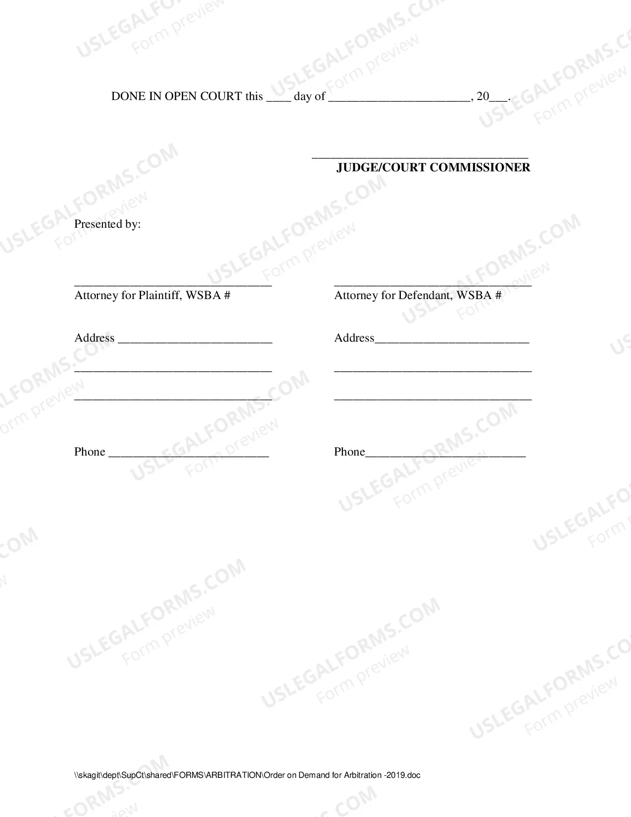 Preview Order On Demand For Arbitration
