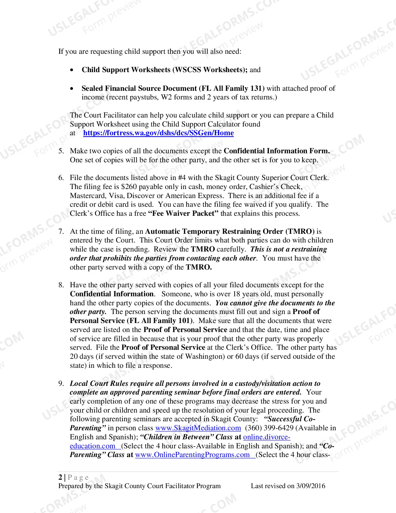 Preview Establishing a Parenting Plan and/or Child Support When there is either a Paternity Affidavit, or a Judgment and Order Determining Parentage - Contested