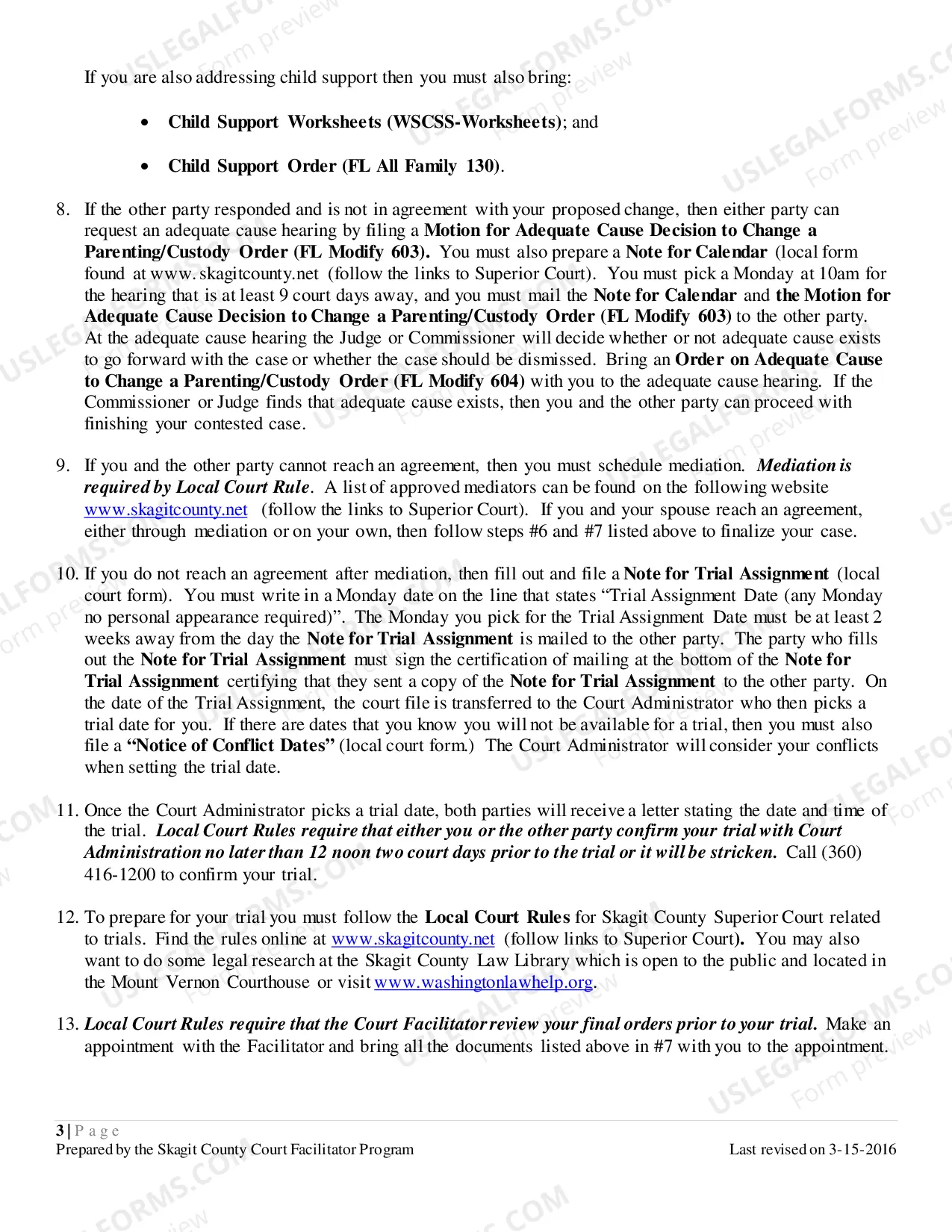 Preview Modification of Parenting Plan - Contested