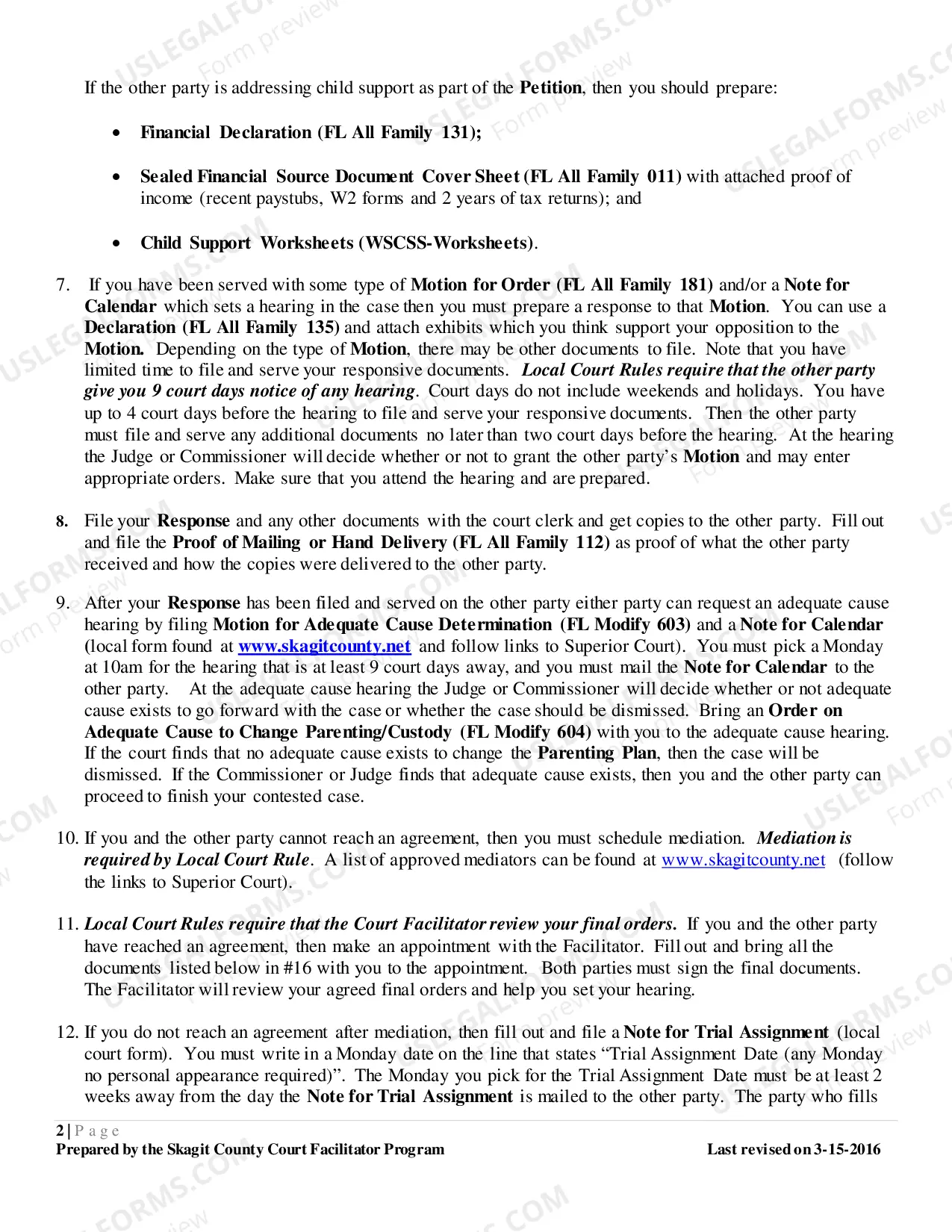Preview Response to Petition - Modification of Parenting Plan