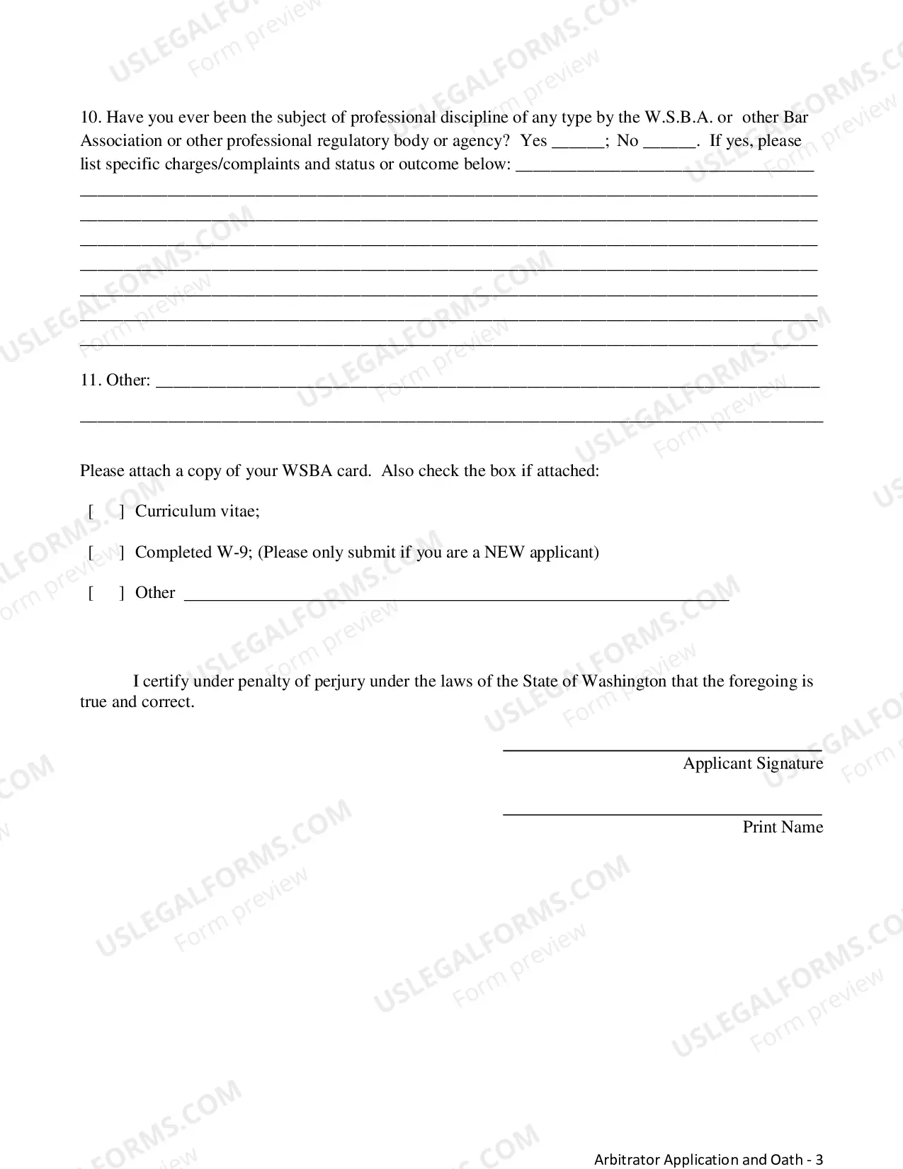 Preview Arbitrator Application and Oath