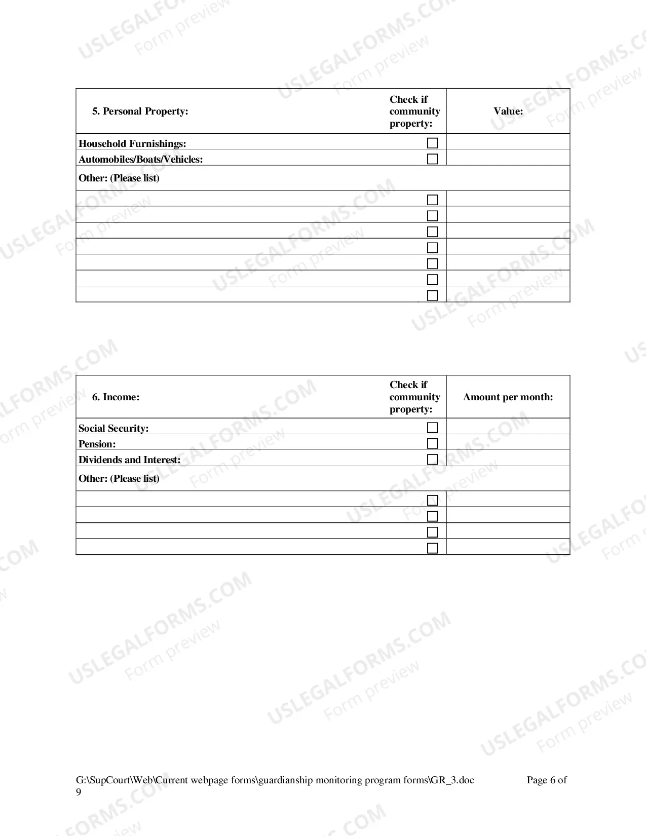 Preview Guardianship Inventory