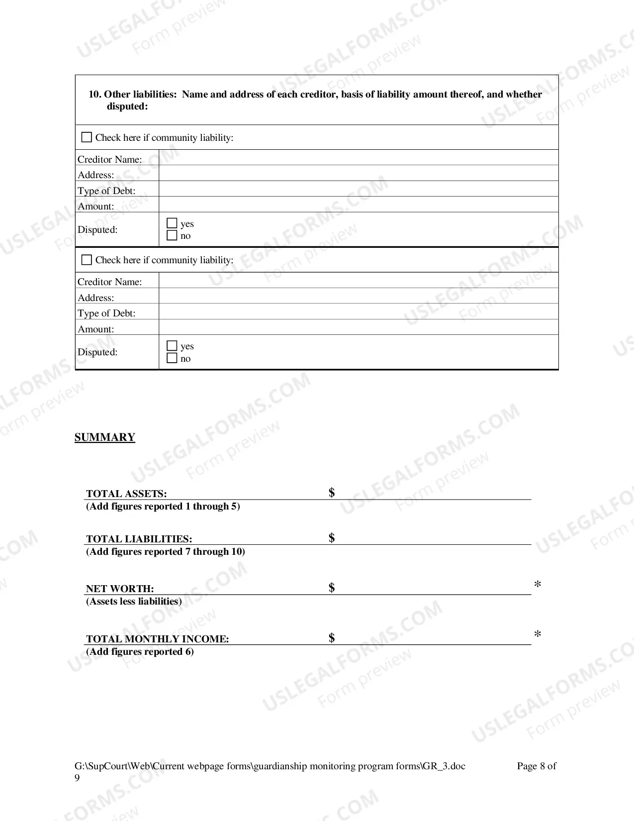 Preview Guardianship Inventory