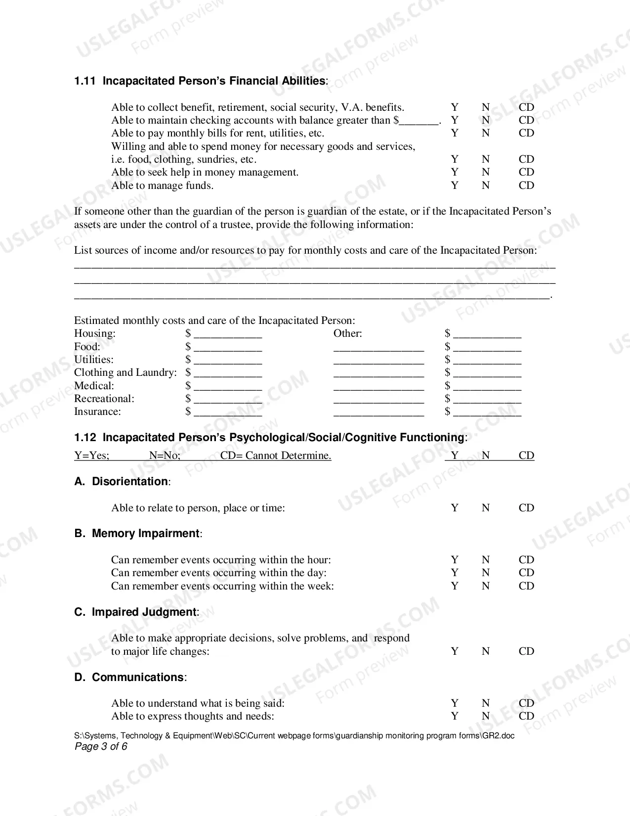 Preview Initial Personal Care Plan