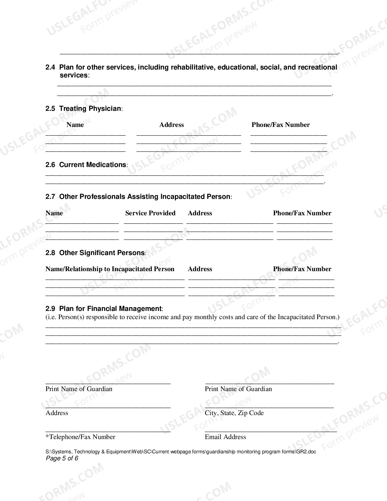 Preview Initial Personal Care Plan