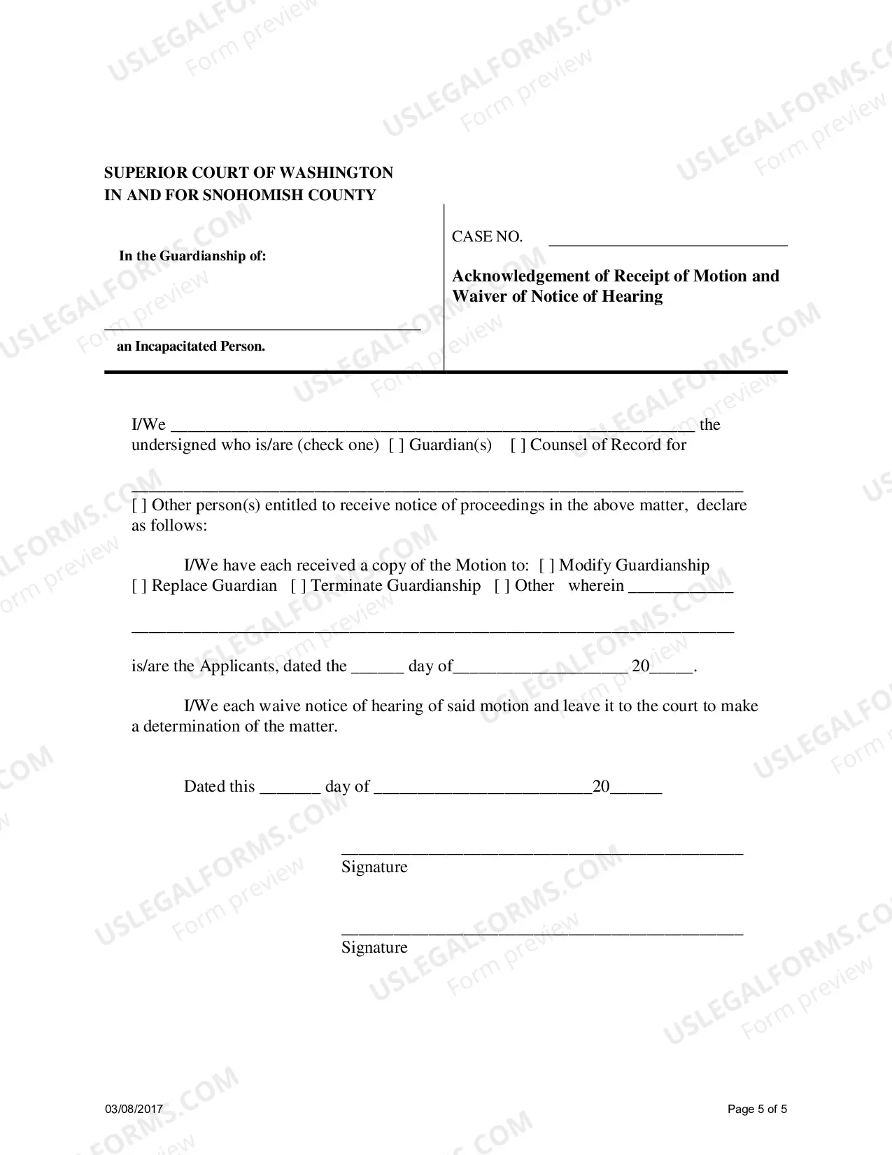 Preview Motion To Modify Replace Or Terminate Guardianship
