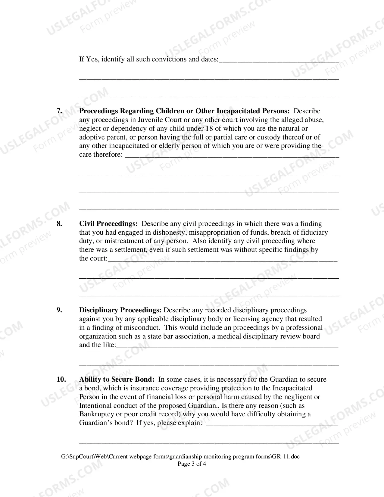 Preview Declaration of Proposed Guardian (GR-11)