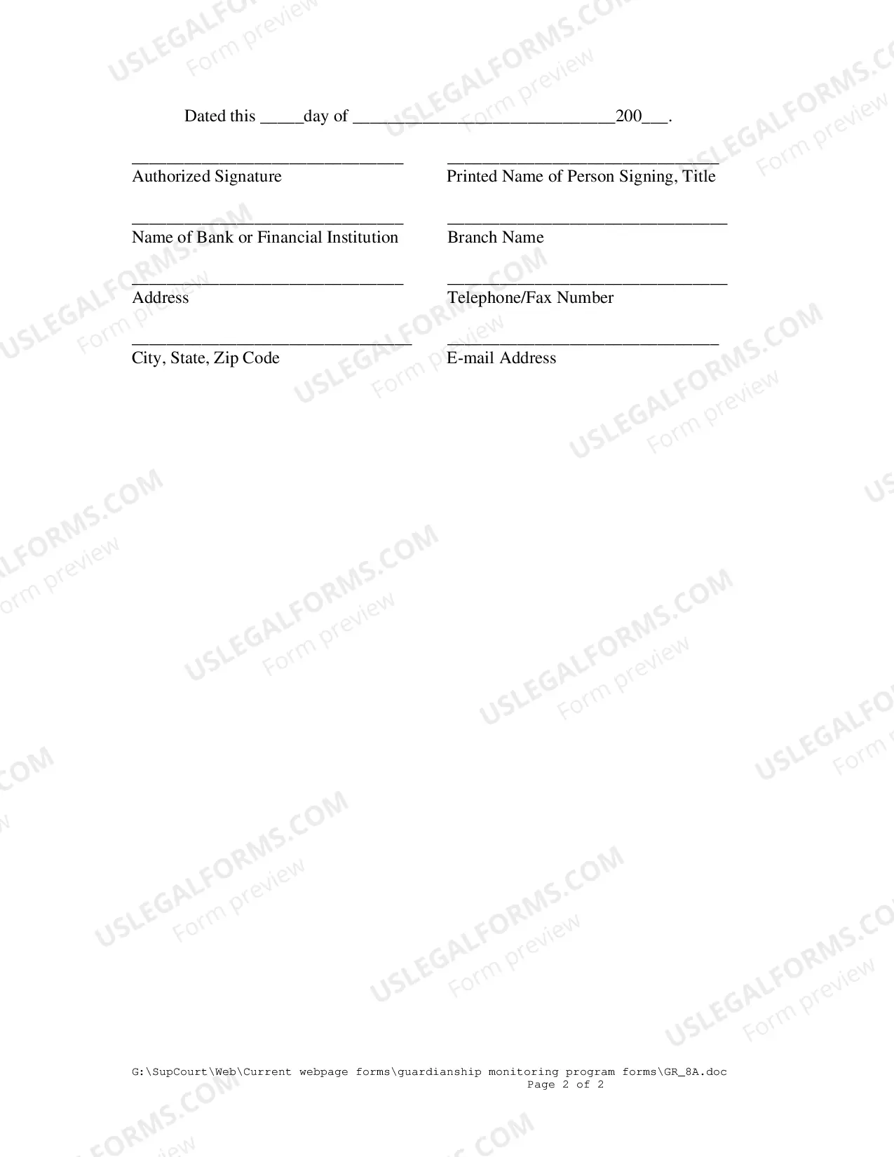 Preview Receipt for Blocked Account (GR-8A)