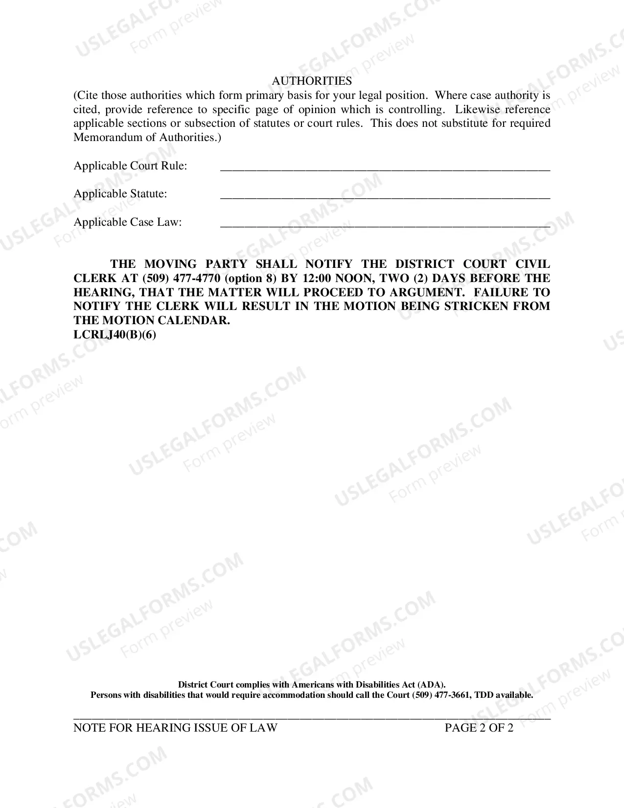 Preview Note For Hearing Issue of Law