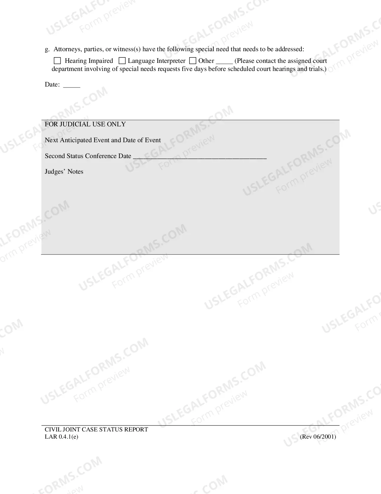 Preview Civil Joint Case Status Report