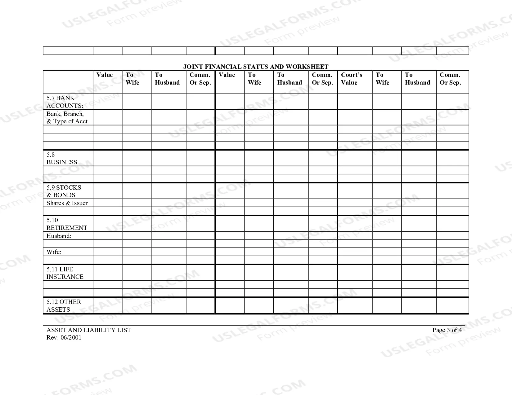 Preview Asset And Liability List