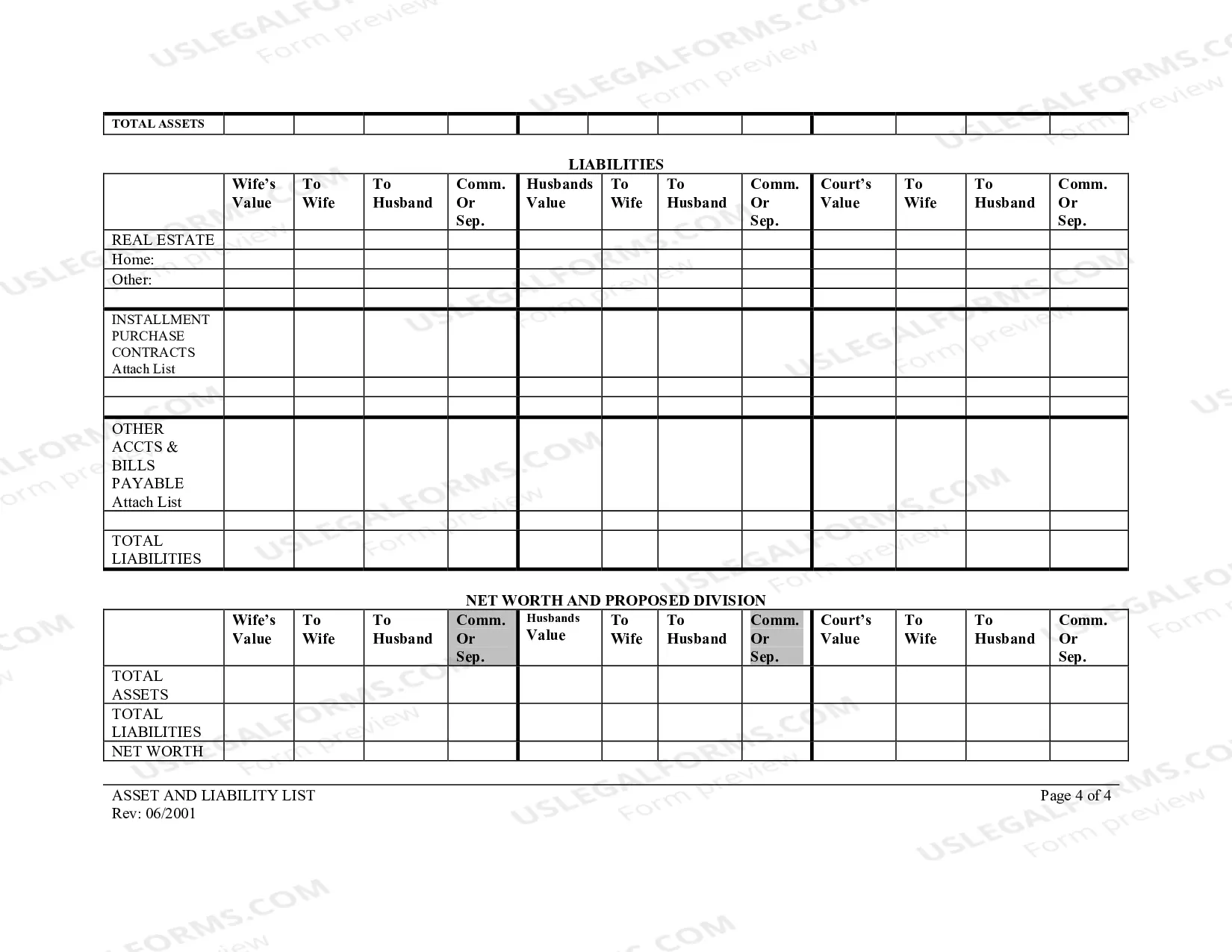 Preview Asset And Liability List