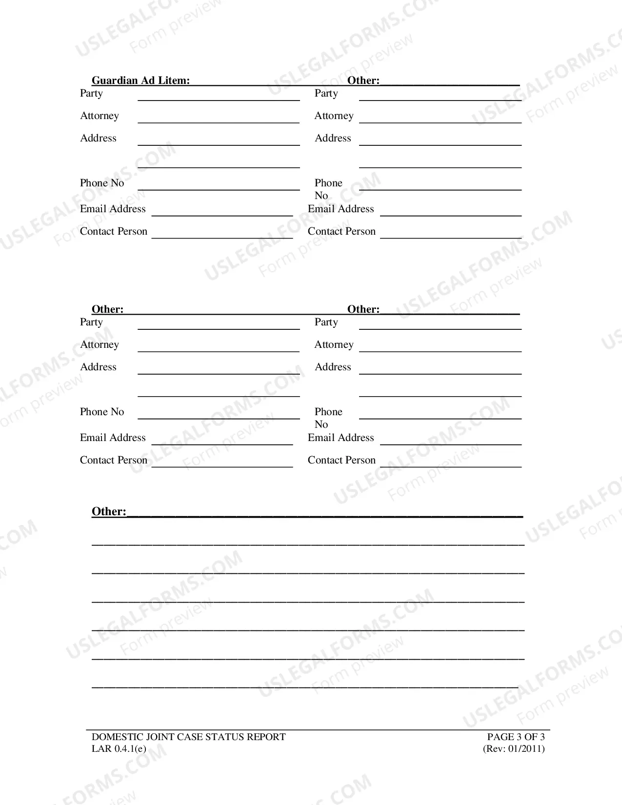 Preview Domestic Joint Case Status Report