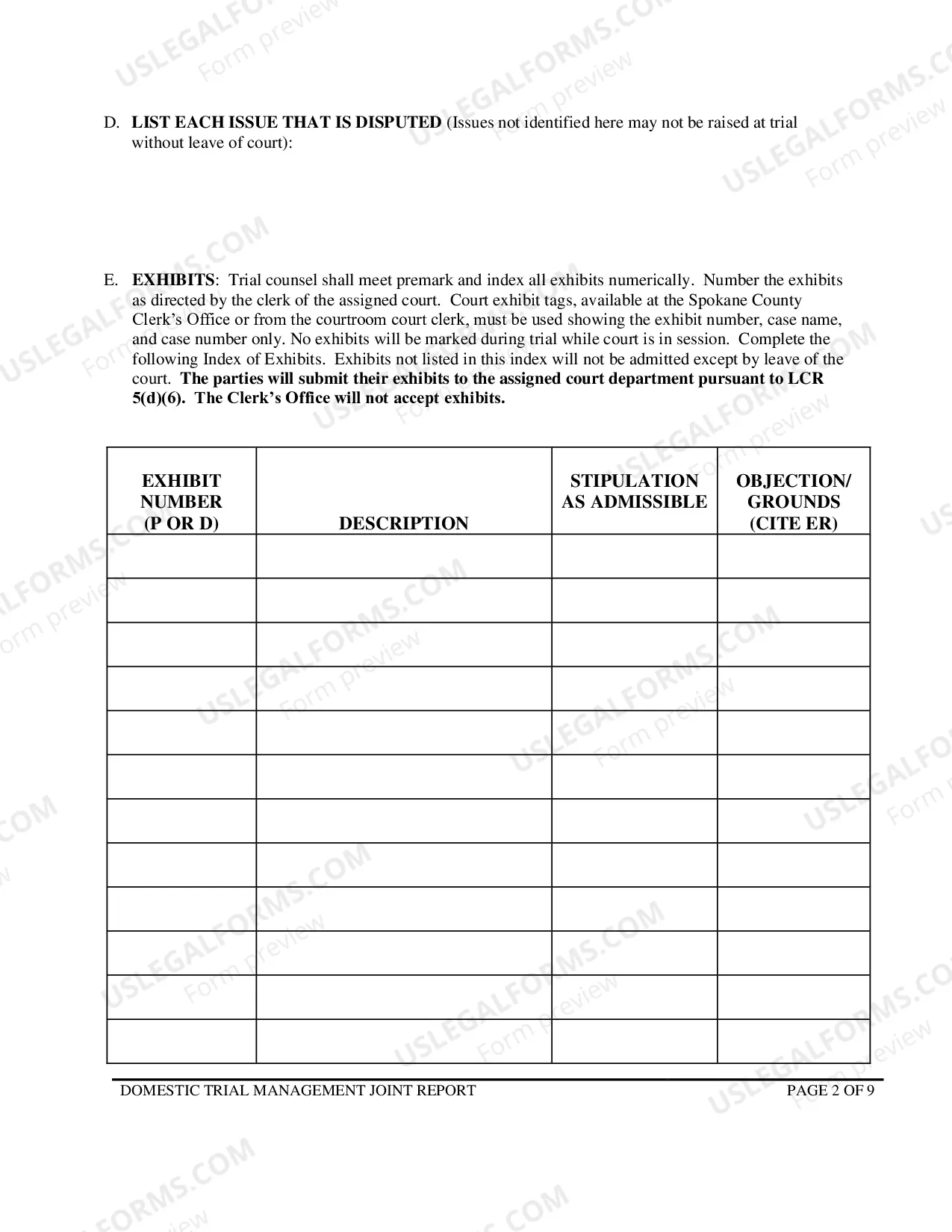 Preview Domestic Trial Management Joint Report