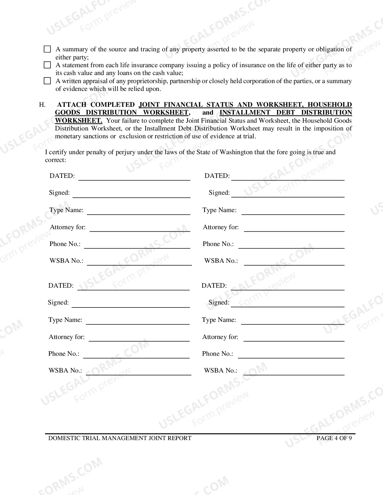 Preview Domestic Trial Management Joint Report