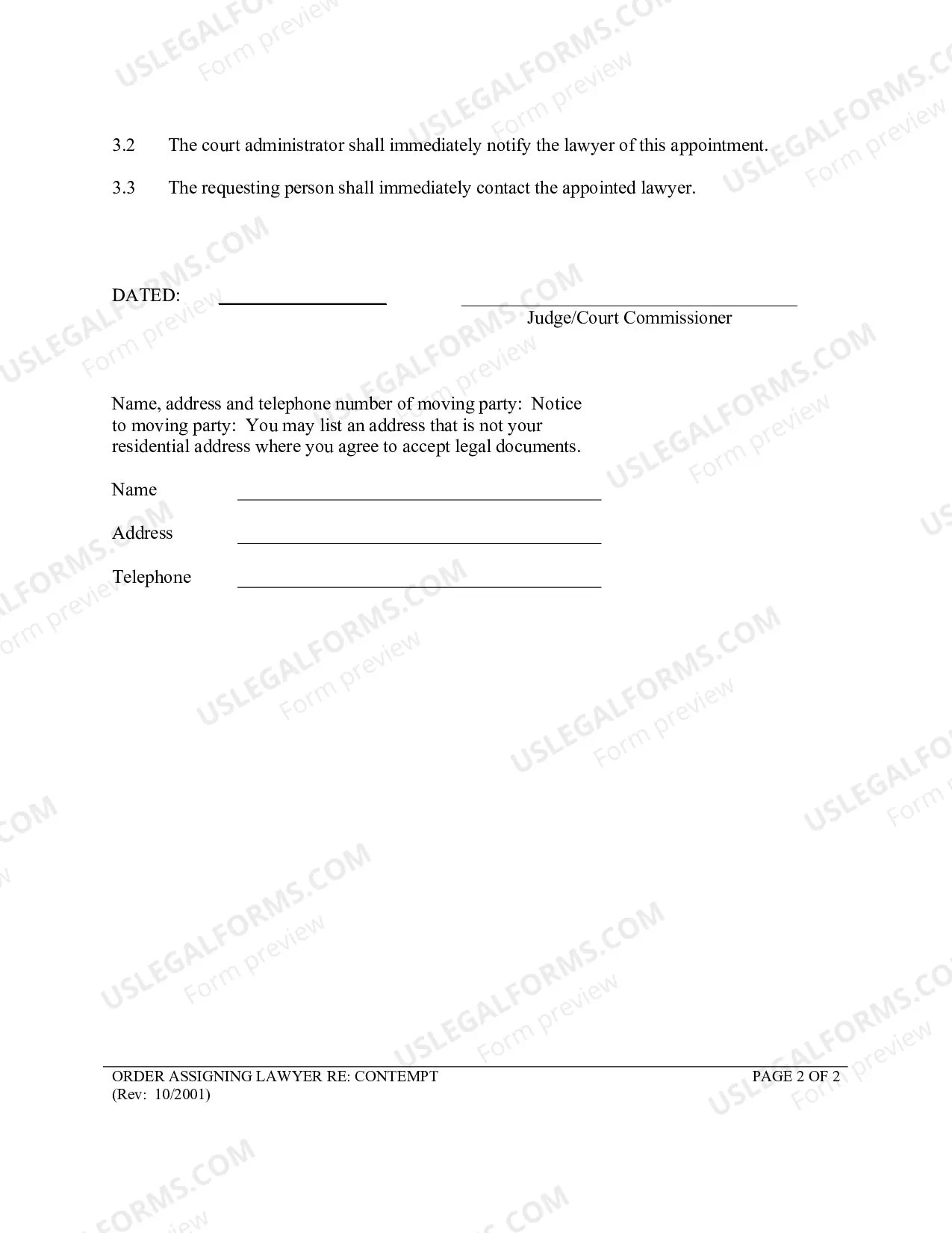 Preview Order Assigning Lawyer Re Contempt
