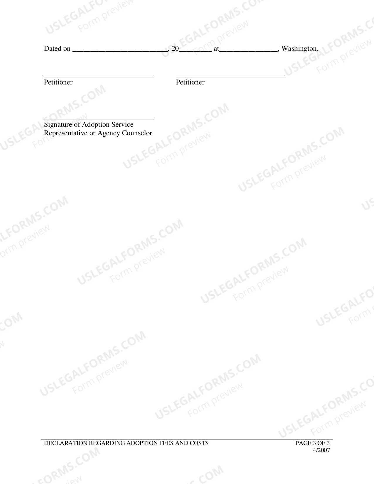 Preview Adoption - Declaration Fees Costs