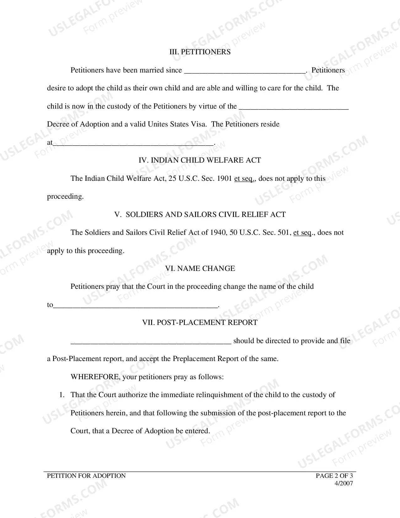 Preview Adoption - Petition