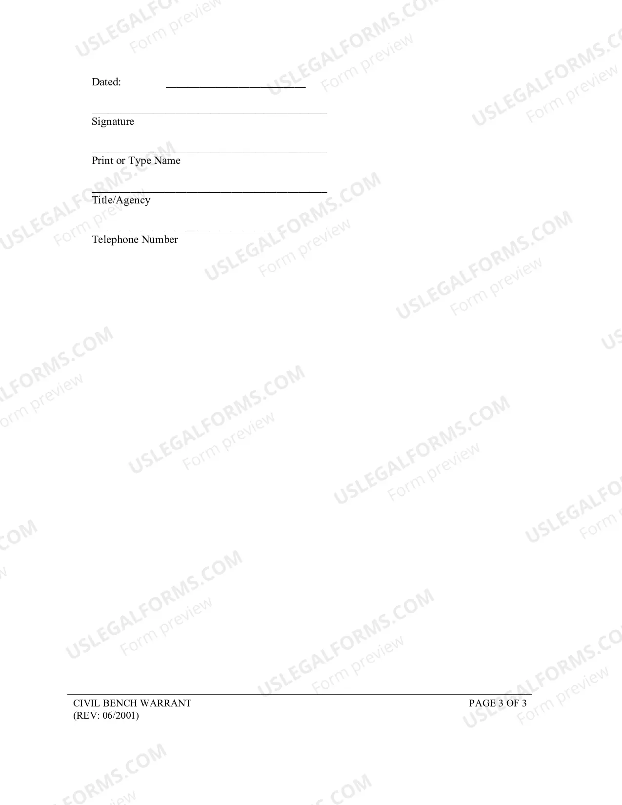 Preview Bench Warrant - Sheriffs Return