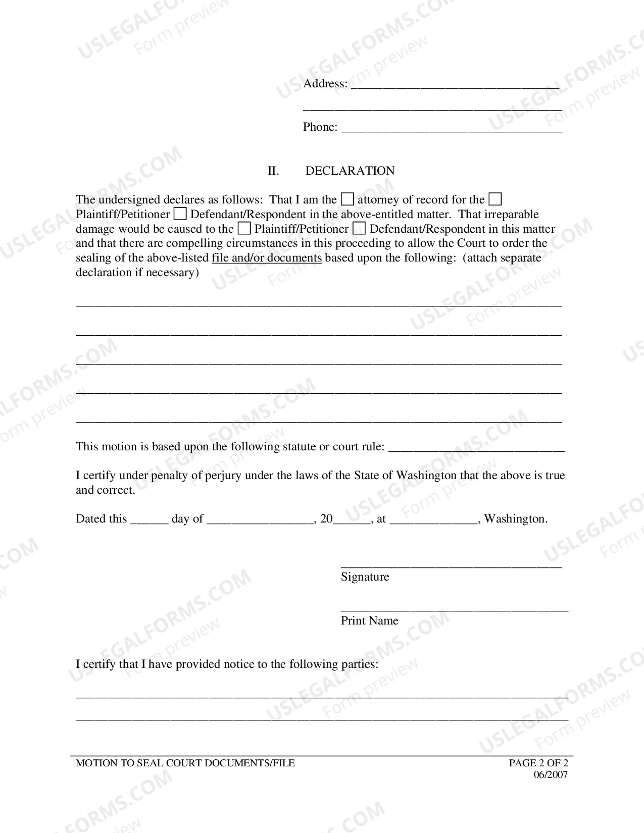 Preview Motion To Seal Court Doc File