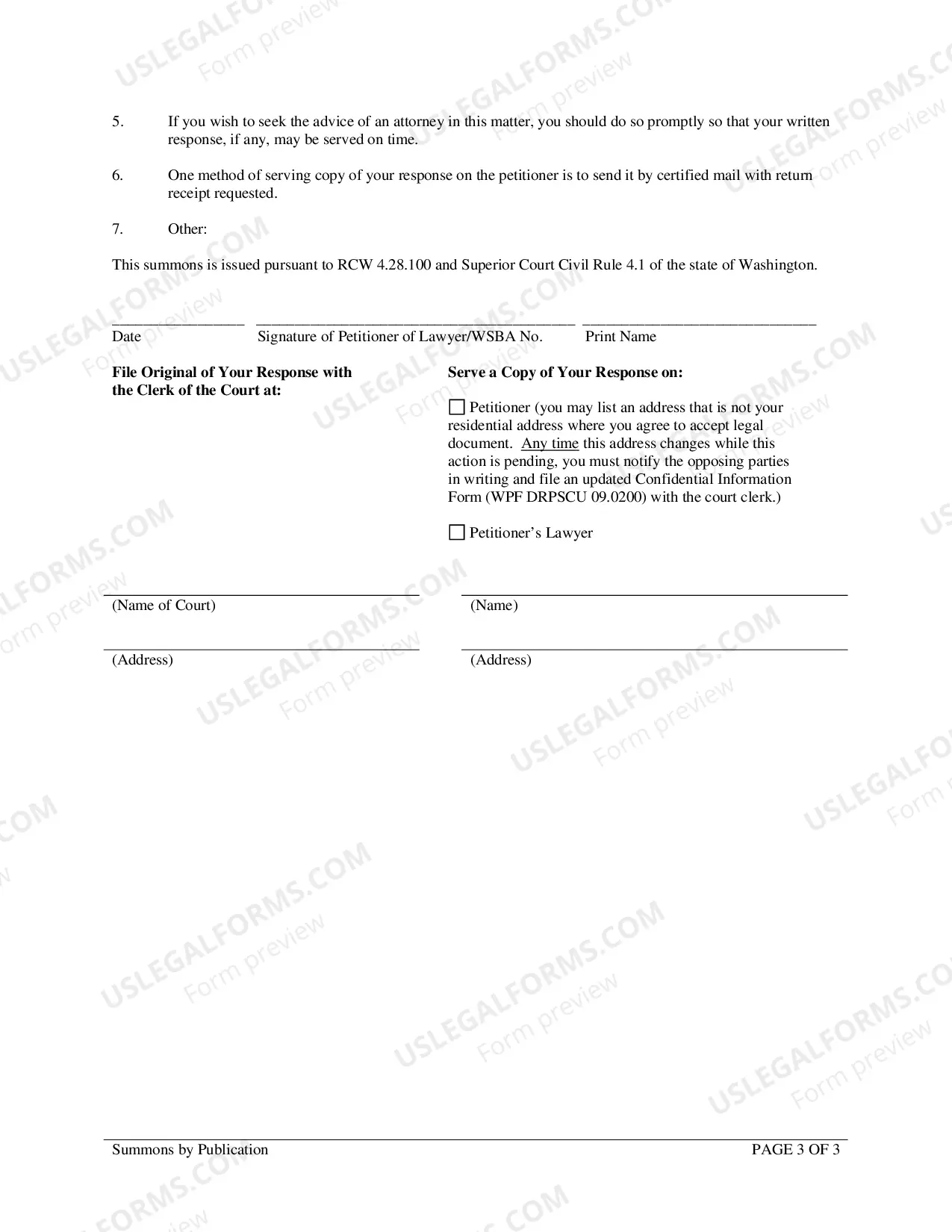 Preview Summons by Publication