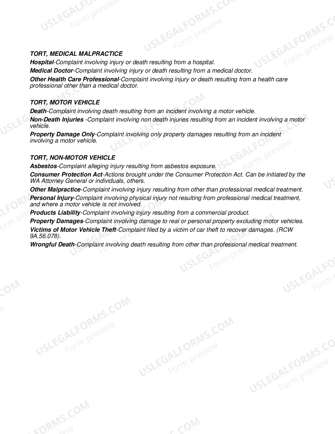 Preview Case Type Cover Sheet