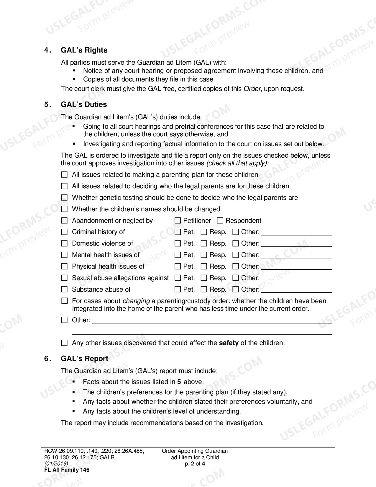 Preview Order Appointing Guardian Ad Litem (Minor)