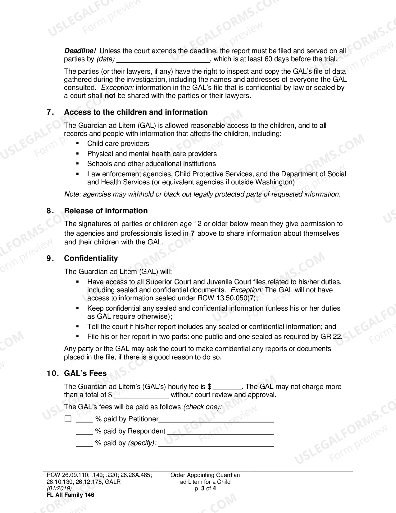 Preview Order Appointing Guardian Ad Litem (Minor)