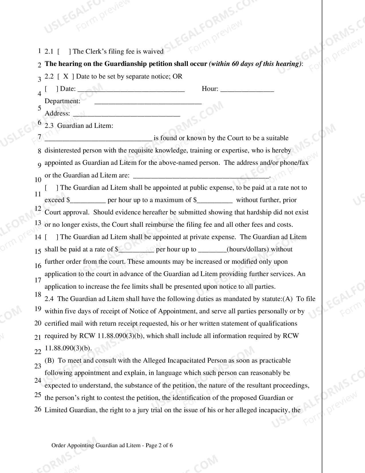 Preview Order Appointing Guardian Ad Litem (Alleged Incapacitated Person)