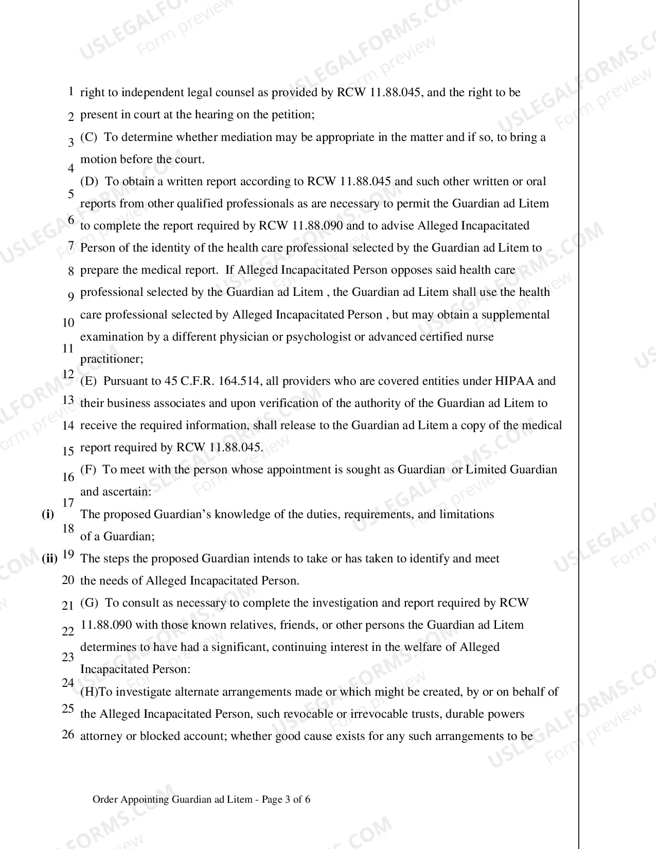 Preview Order Appointing Guardian Ad Litem (Alleged Incapacitated Person)