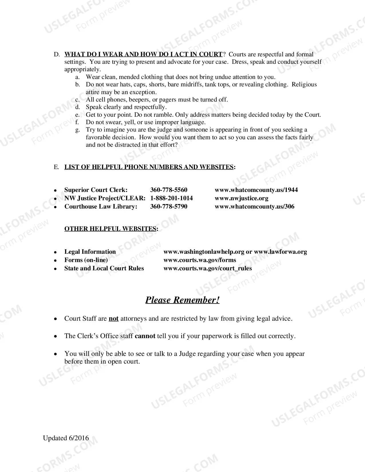 Preview Pro Se Civil Litigant Information
