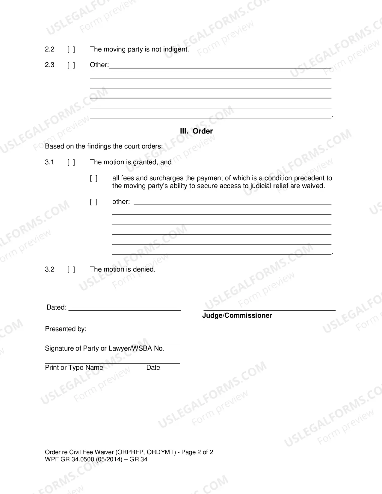 Preview Fee Waiver Packet