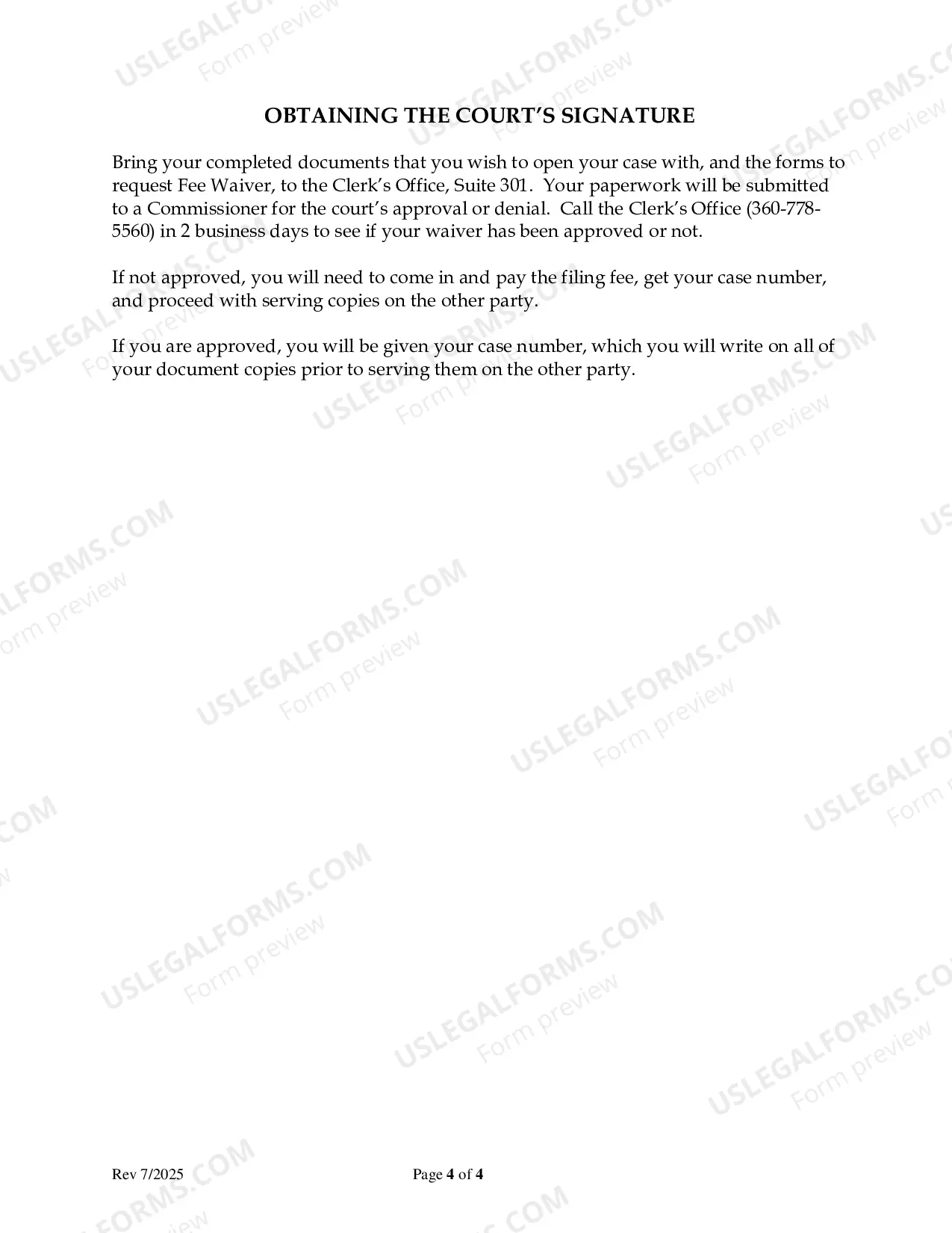Preview Fee Waiver Packet