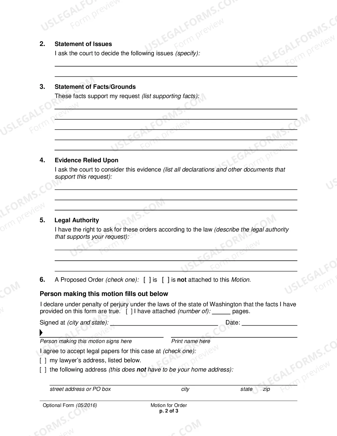 Preview Blank Motion & Declaration