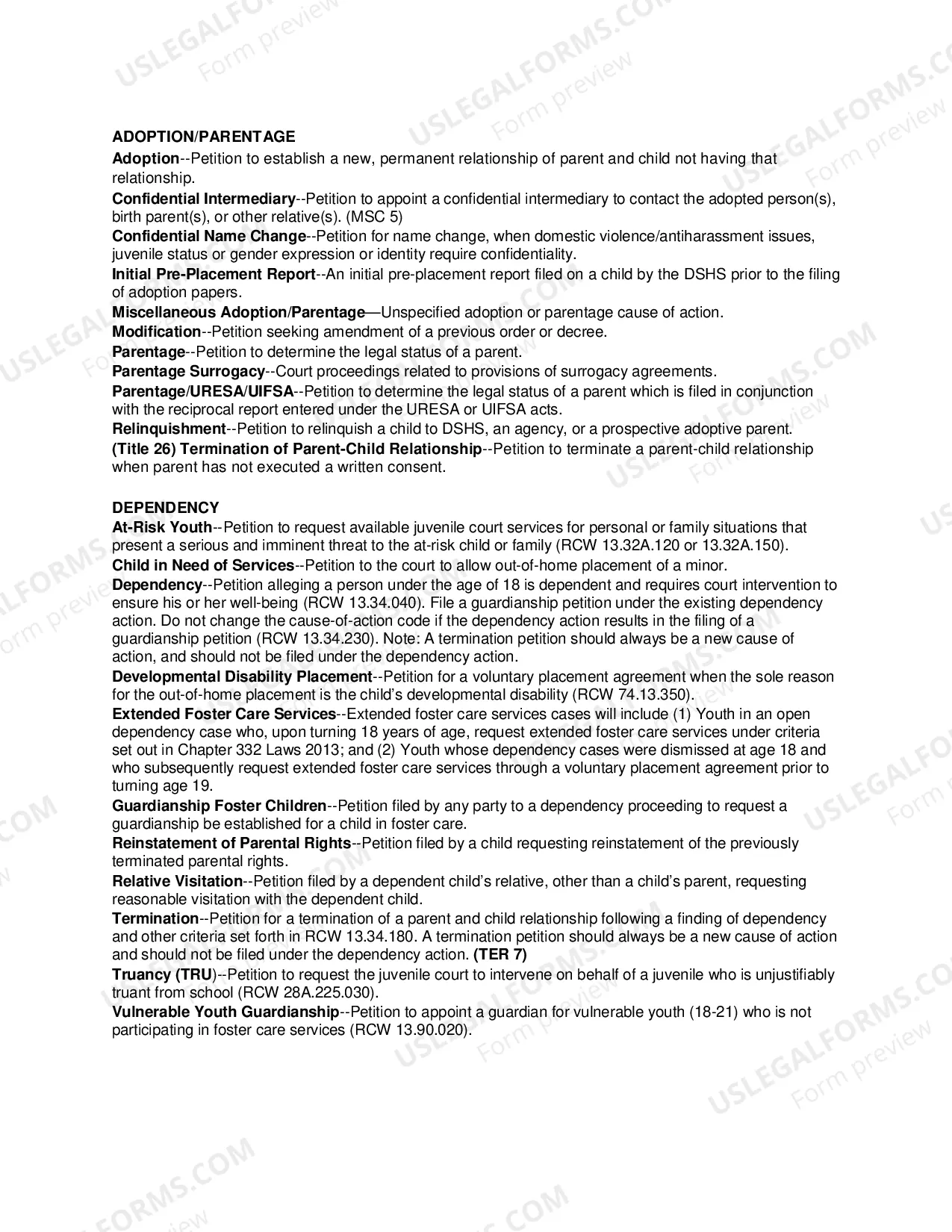 Preview Case Type Cover Sheet