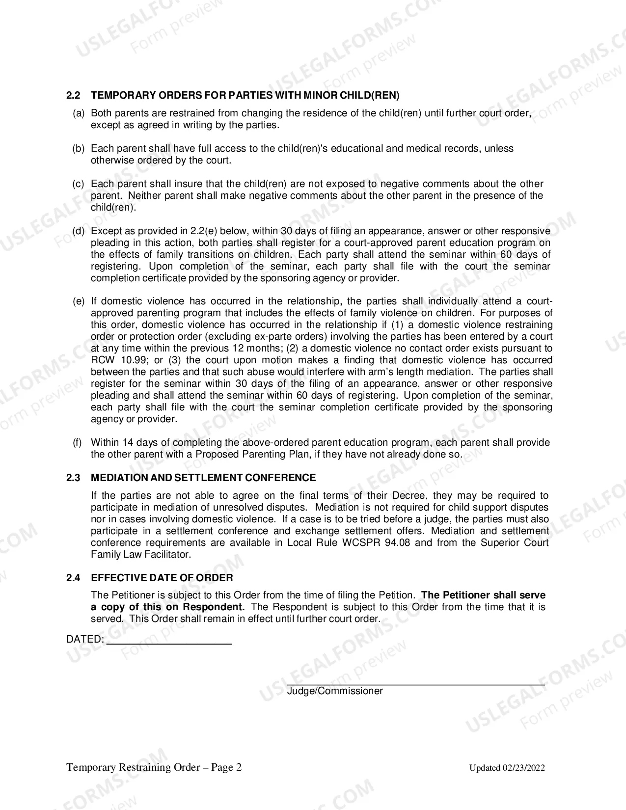 Preview Temporary Restraining Order