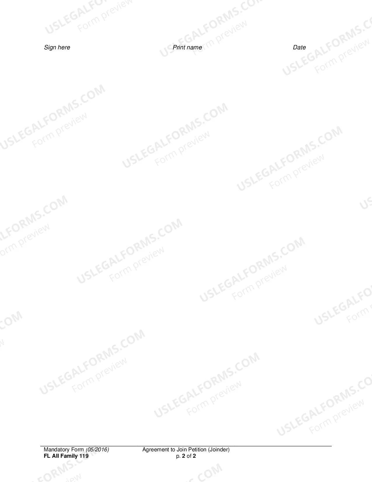 Preview Agreement to Join Petition(Joinder - Single Page)