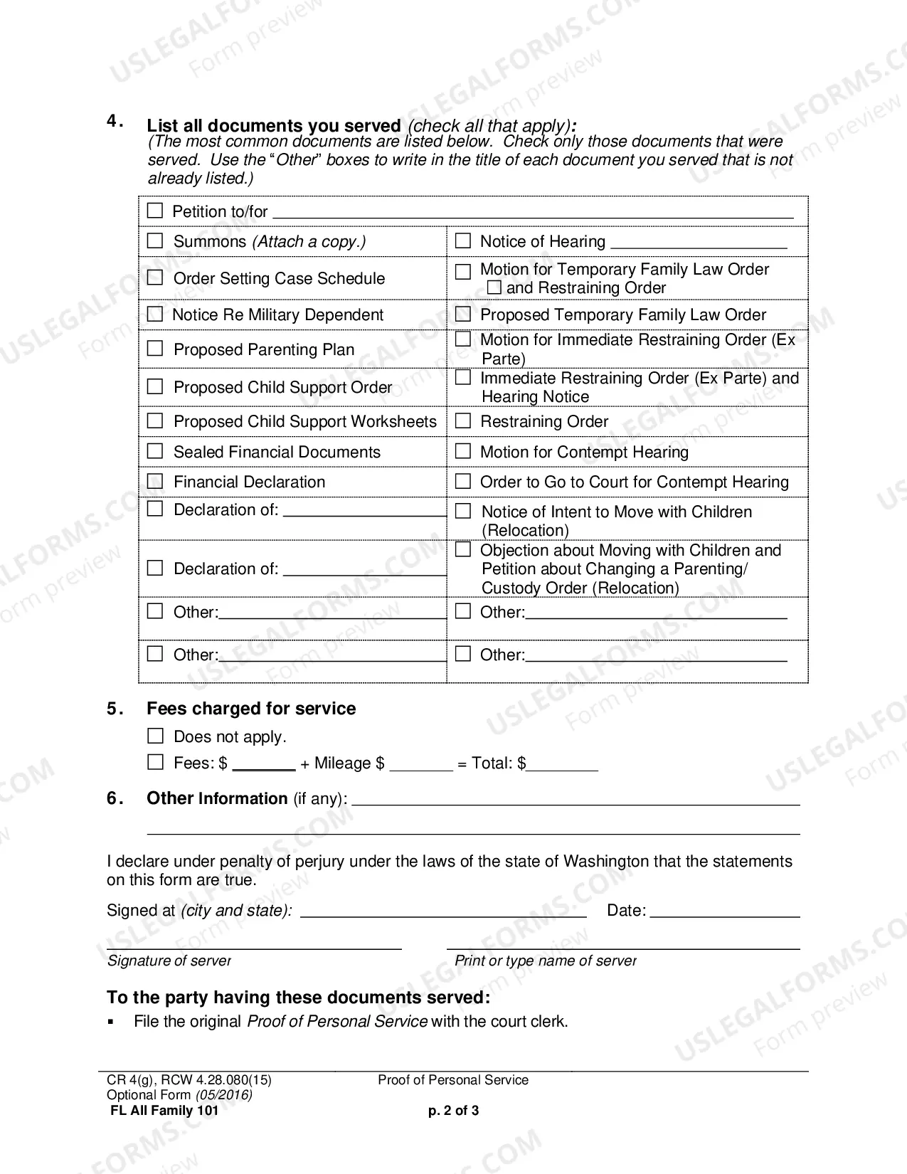 Preview Proof of Personal Service