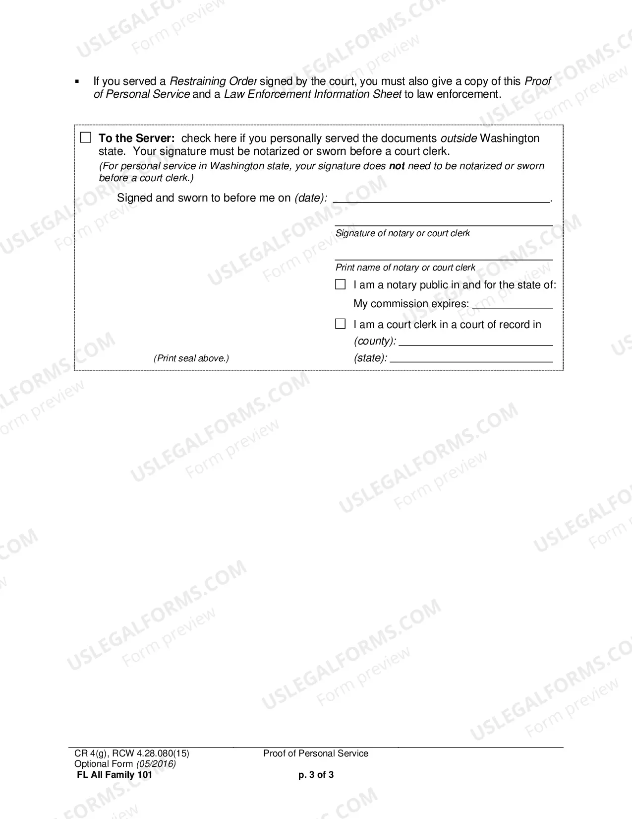 Preview Proof of Personal Service