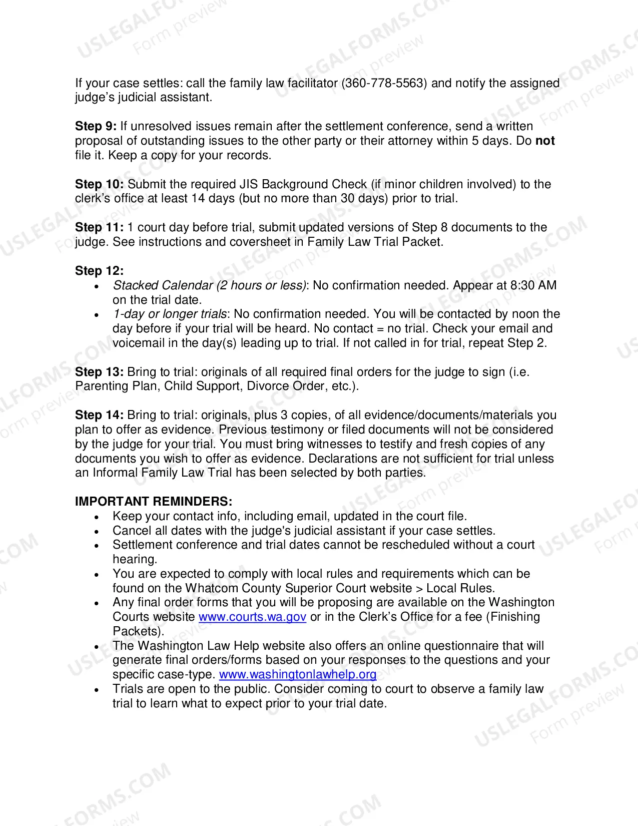 Preview Pro Se Procedures for Setting a Settlement Conference and Trial Date