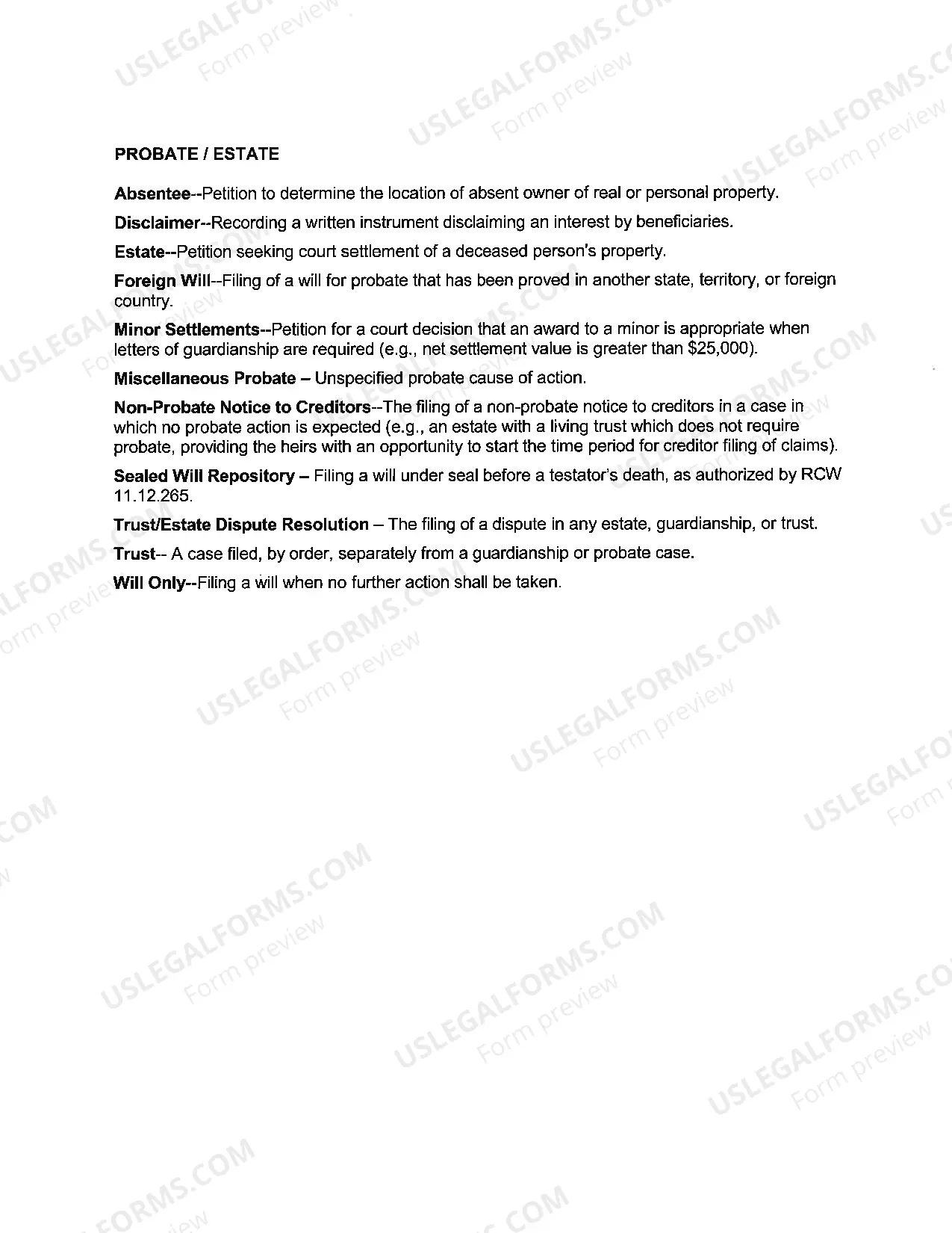 Preview Probate With Will Information Packet
