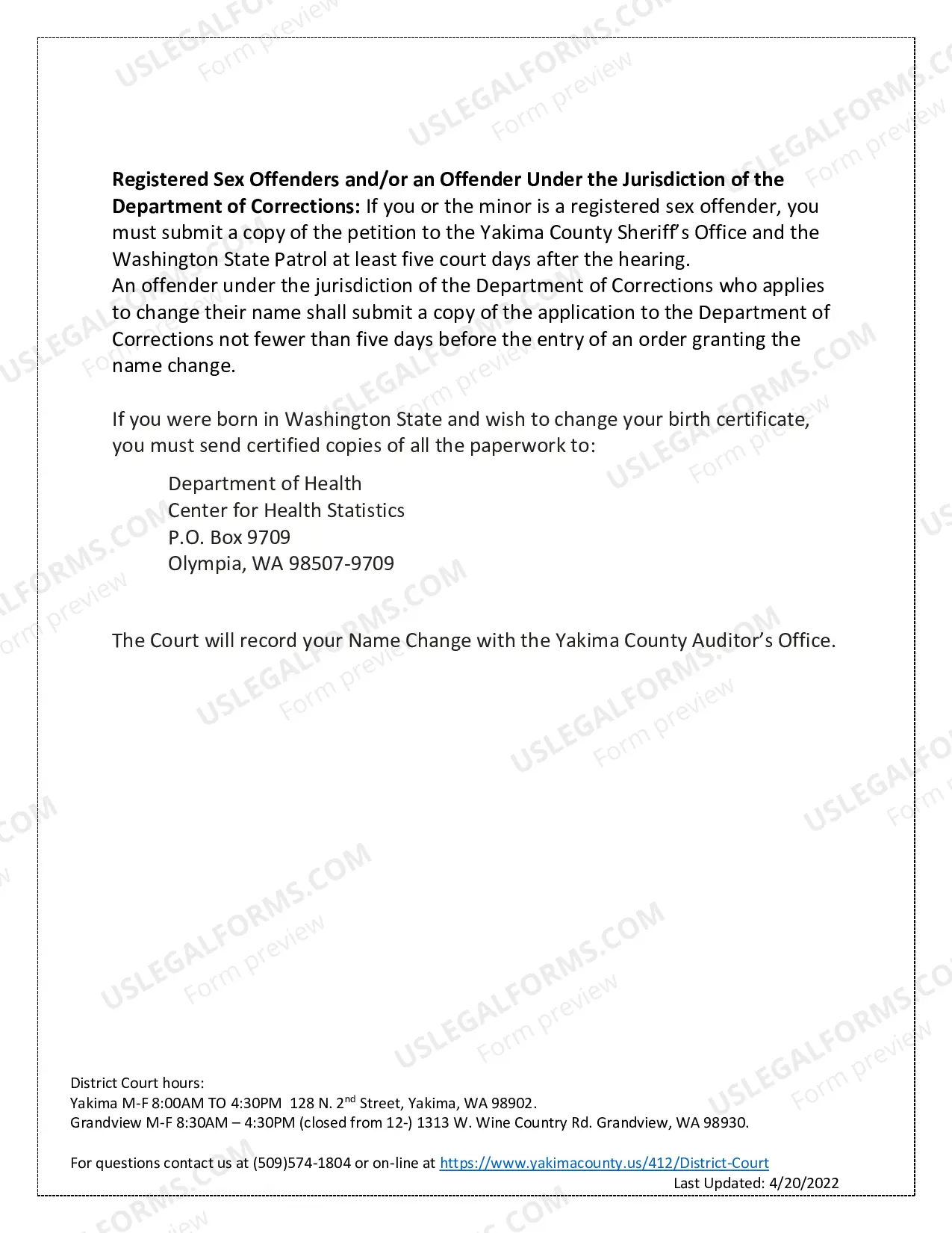 Preview Name Change Information Sheet - English
