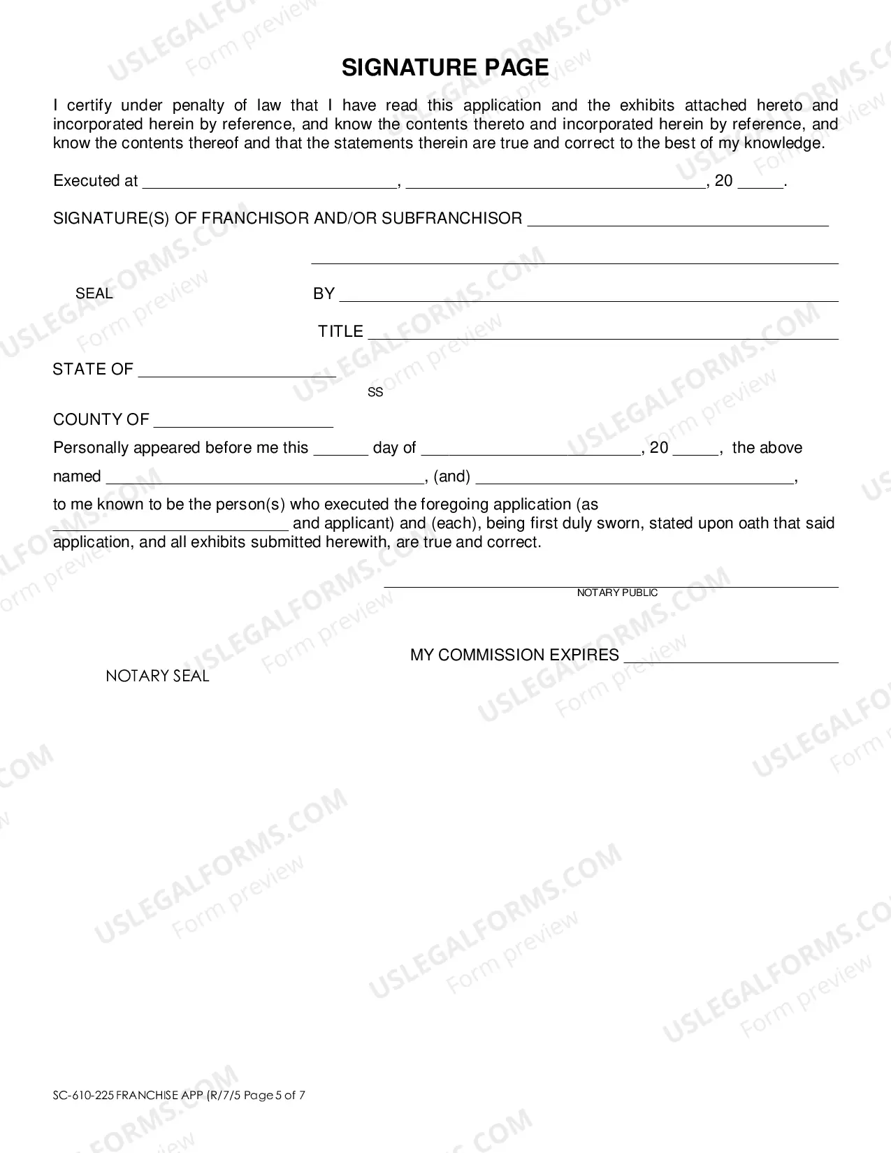 Preview Franchise Registration Application