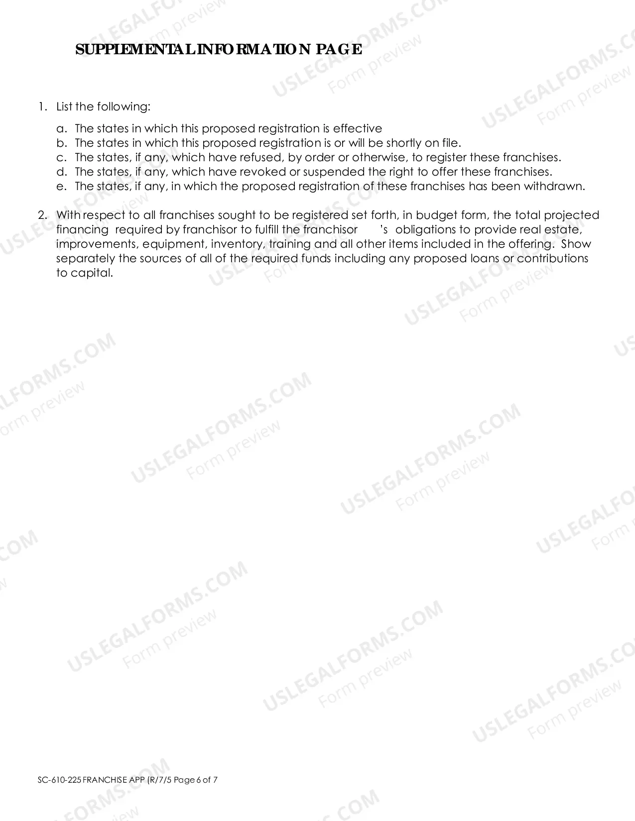 Preview Franchise Registration Application