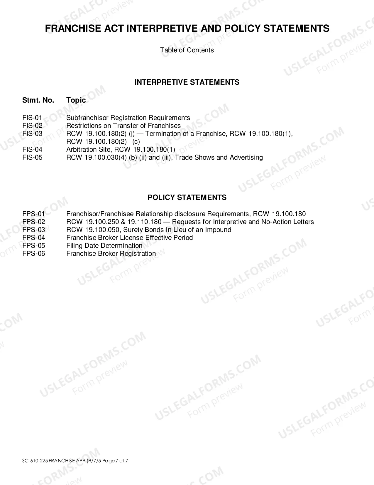 Preview Franchise Registration Application