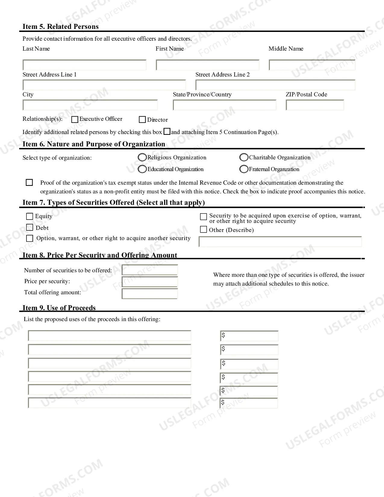 Preview Municipal Security Notice Filing Form