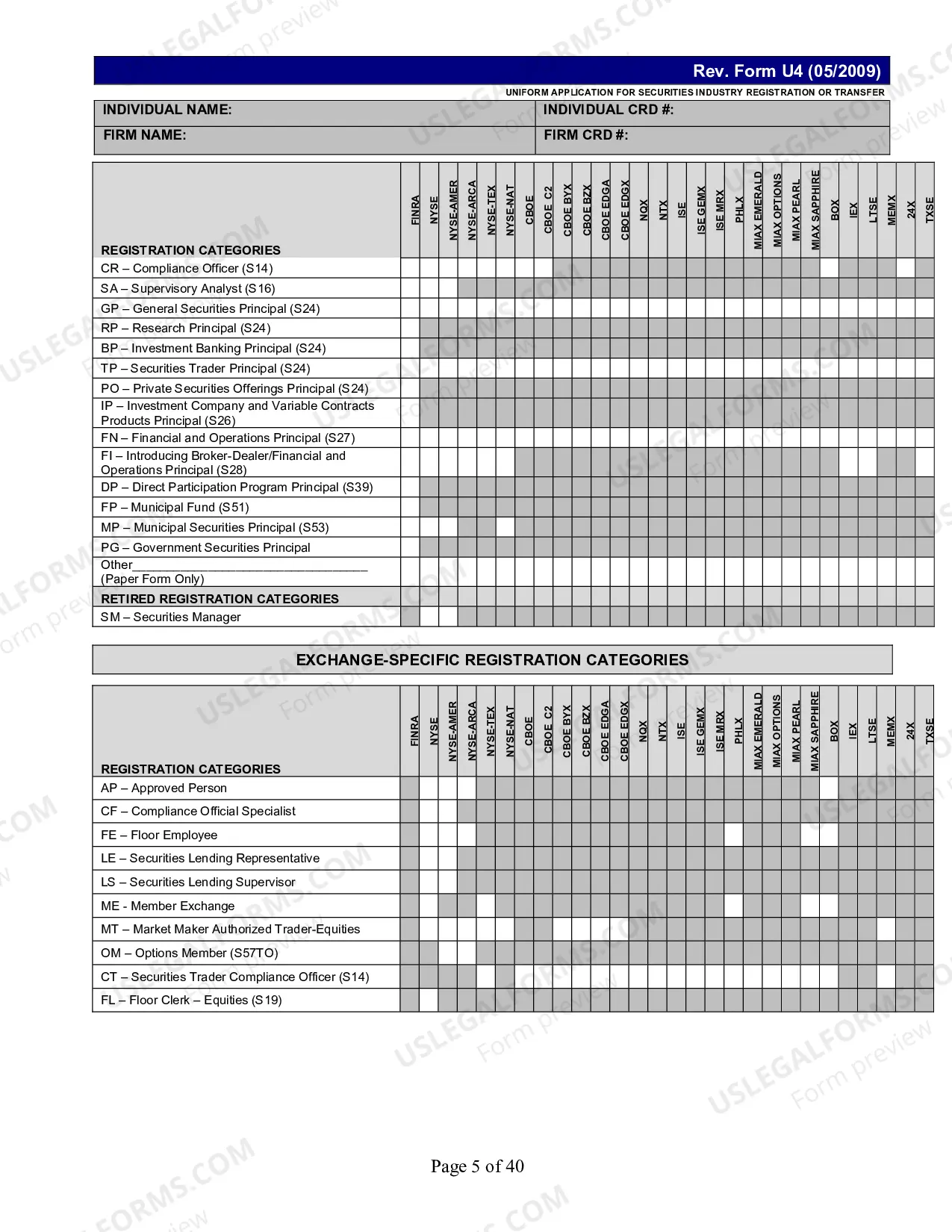 Preview Salesperson Form (U4)